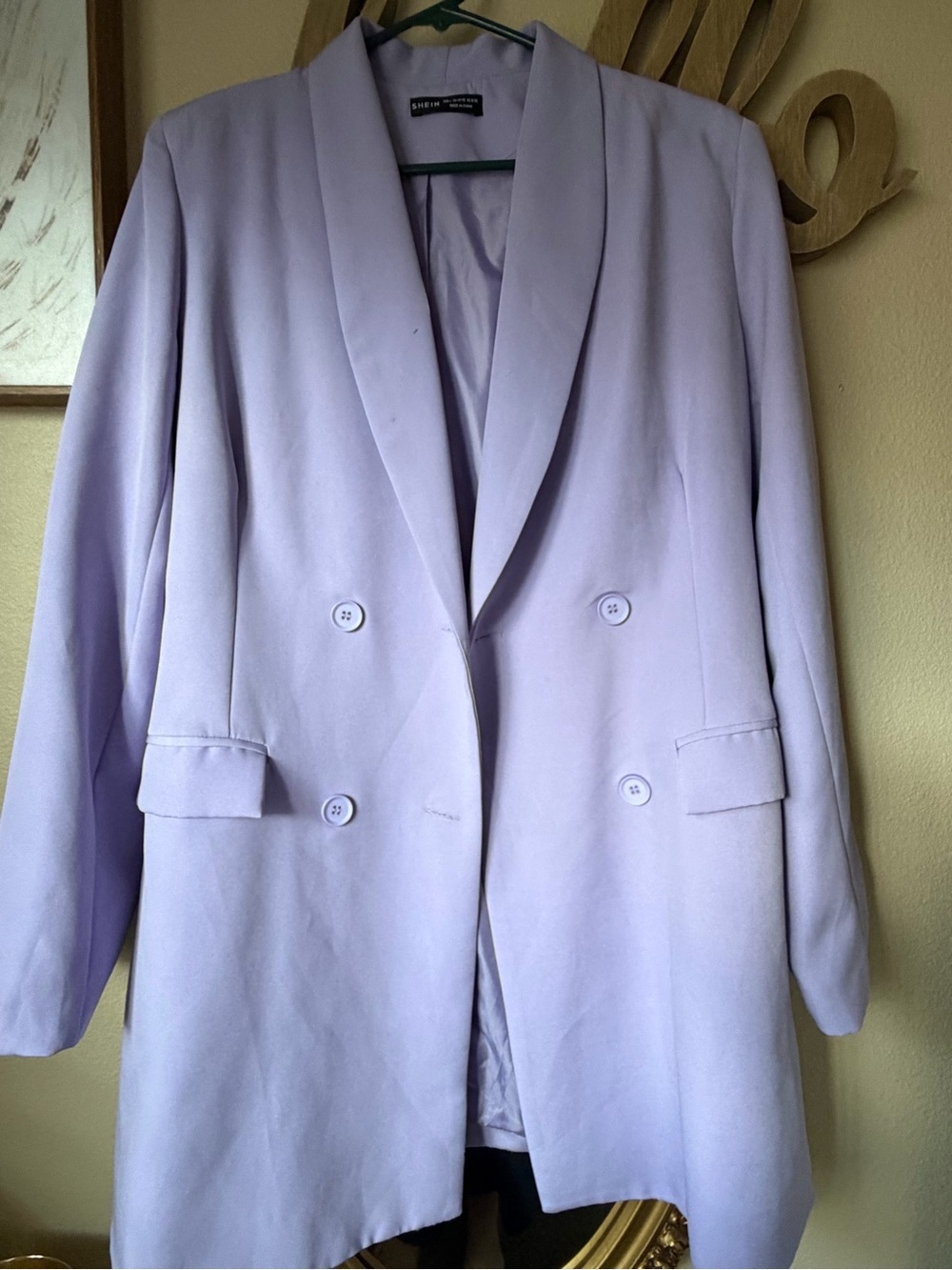 SHEIN Lilac Double-Breasted Blazer